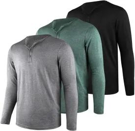 4Pack Mens Henley T-Shirts,Multipack Henley Short Sleeve Shirts,3 Button Tee Shirts Multi Color,Classic Casual T Pack