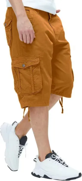 BEST SOUTH Men's Long Cargo Shorts Casual Below Knee 13 Inches Capri Shorts Relaxed Fit with Pockets