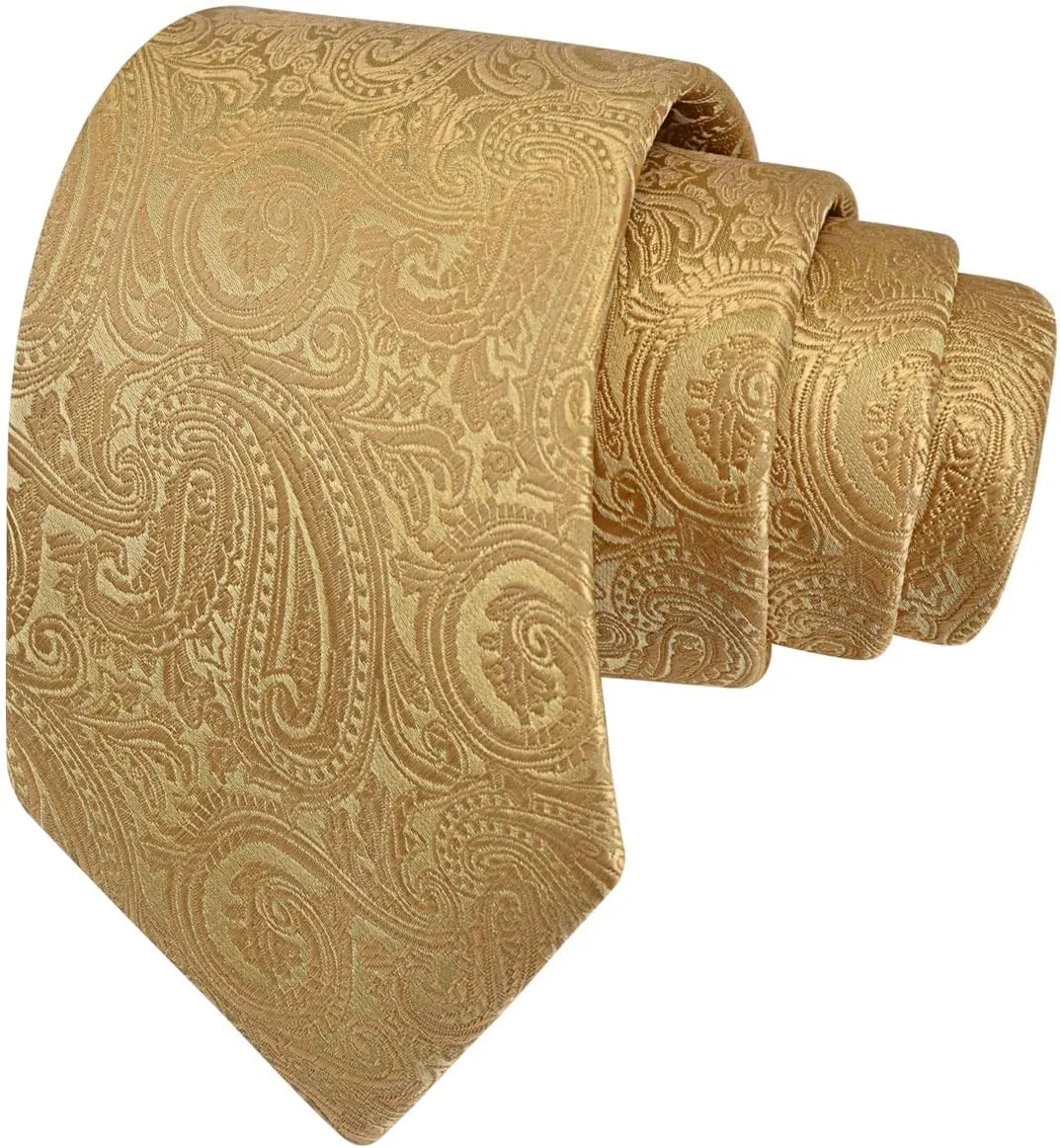 GUSLESON 3.15"??8cm?? Mens Tie and Lapel Pin Paisley Necktie Hankerchief Cufflinks Set for Men