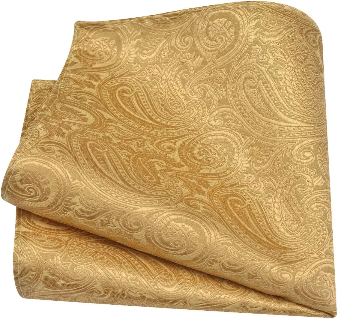 GUSLESON 3.15"??8cm?? Mens Tie and Lapel Pin Paisley Necktie Hankerchief Cufflinks Set for Men