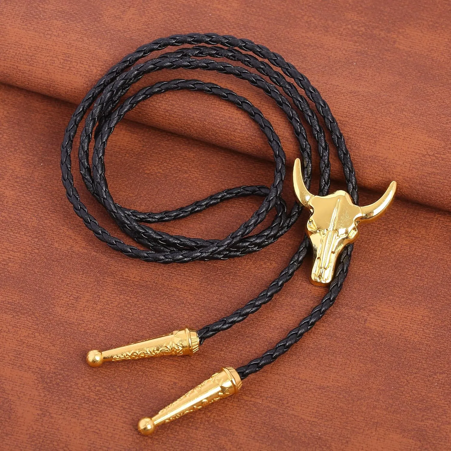 HUABOLA CALYN Native American Bolo tie Rodeo Cowboy Leather Necktie Western Bolo ties for Men Women Necktie for Concert Fans