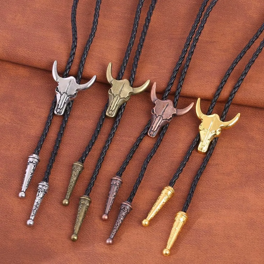 HUABOLA CALYN Native American Bolo tie Rodeo Cowboy Leather Necktie Western Bolo ties for Men Women Necktie for Concert Fans