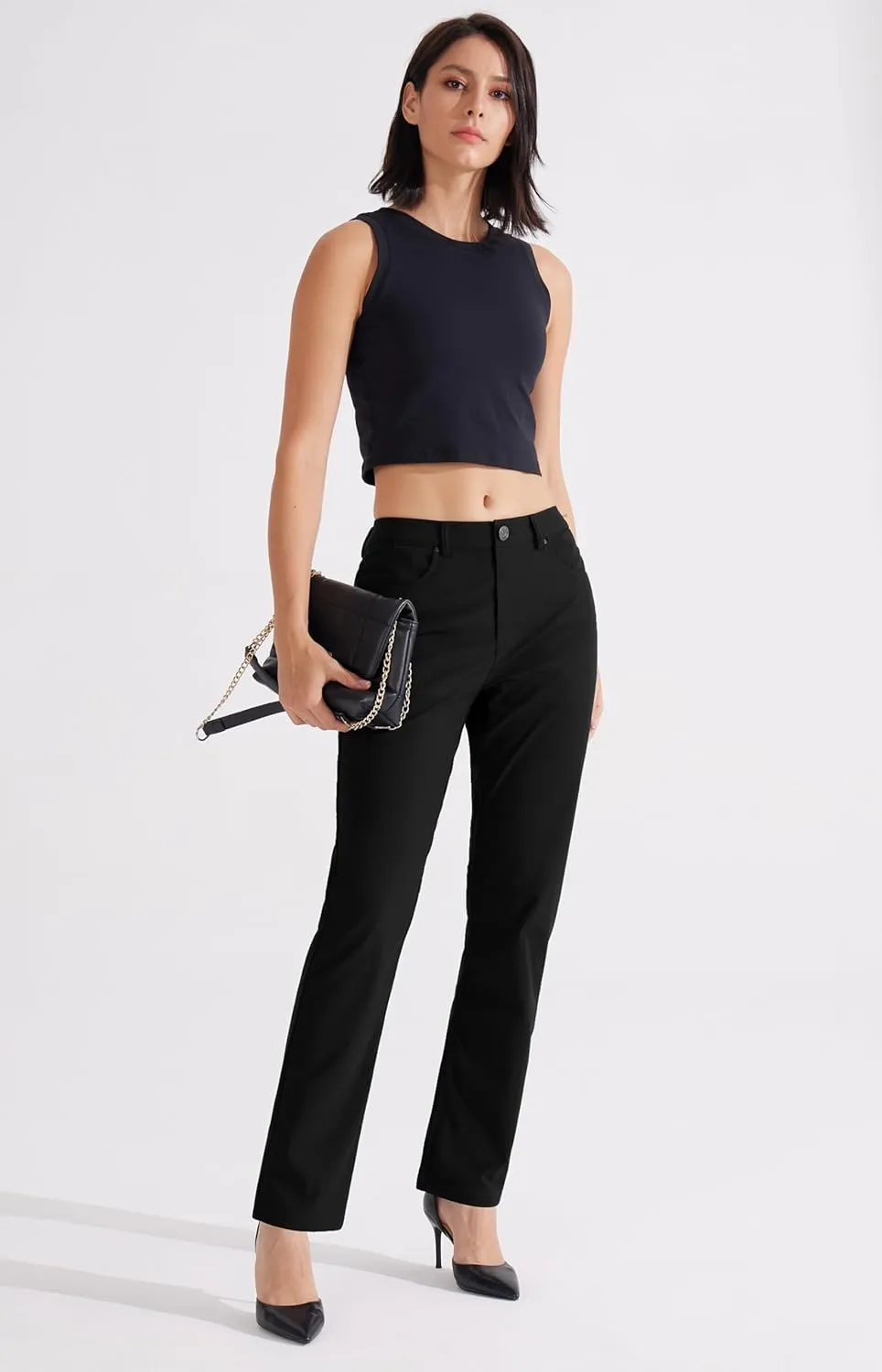 Libin Womens Dress Pants 29" 31" Stretch Straight Leg Work Slacks Office Business Casual Golf Pants for Travel Lightweight