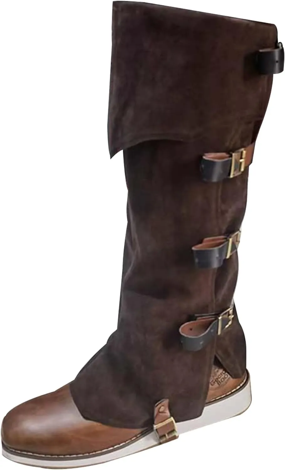 Men's Medieval Boot Covers,Renaissance Pirate Costume Boots Cover,Faux Leather Steampunk Shoes Cover,Viking Warrior Knight Armor Leg Gaiters Cosplay Accessory