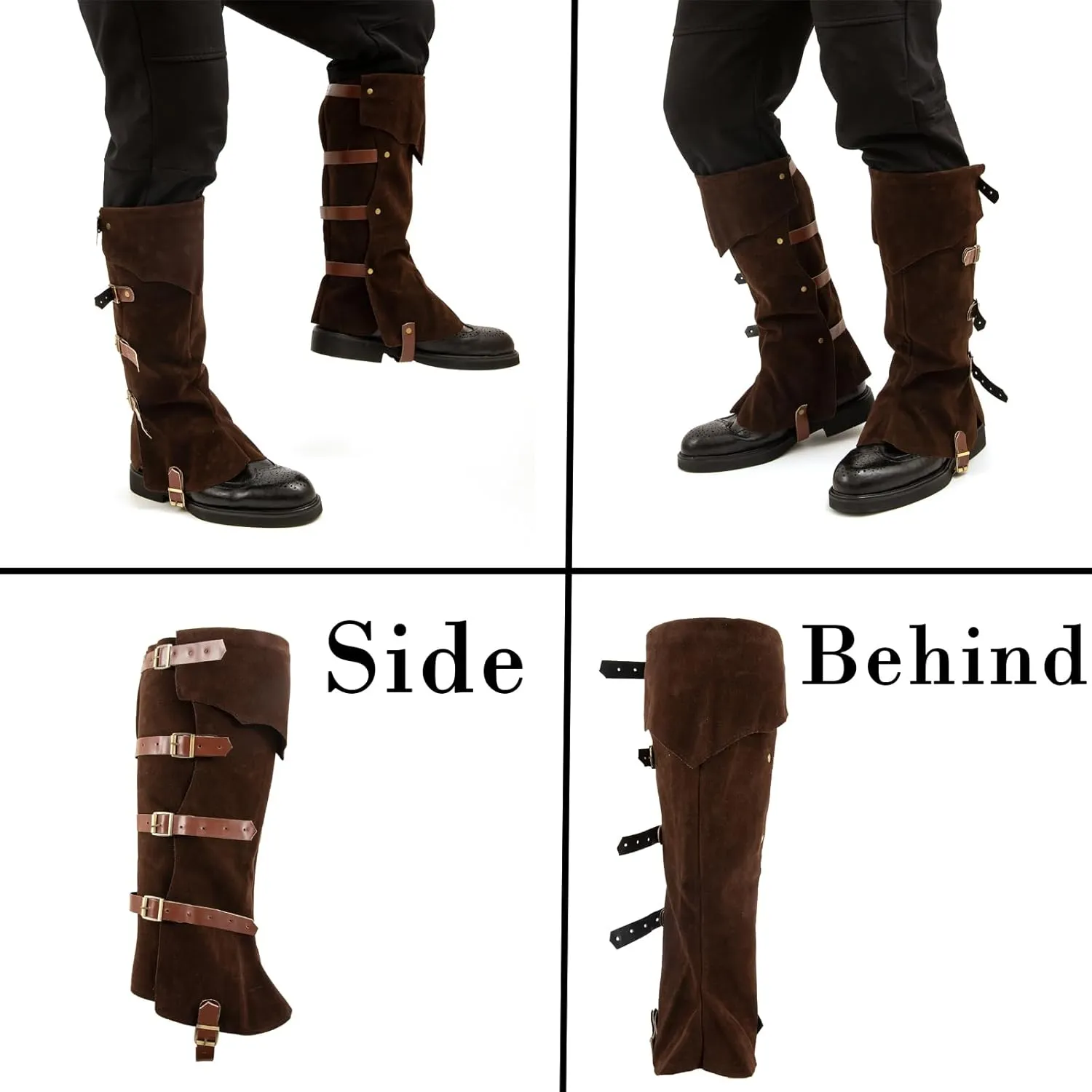 Men's Medieval Boot Covers,Renaissance Pirate Costume Boots Cover,Faux Leather Steampunk Shoes Cover,Viking Warrior Knight Armor Leg Gaiters Cosplay Accessory