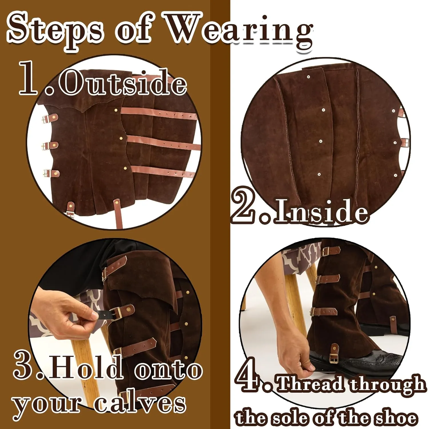 Men's Medieval Boot Covers,Renaissance Pirate Costume Boots Cover,Faux Leather Steampunk Shoes Cover,Viking Warrior Knight Armor Leg Gaiters Cosplay Accessory