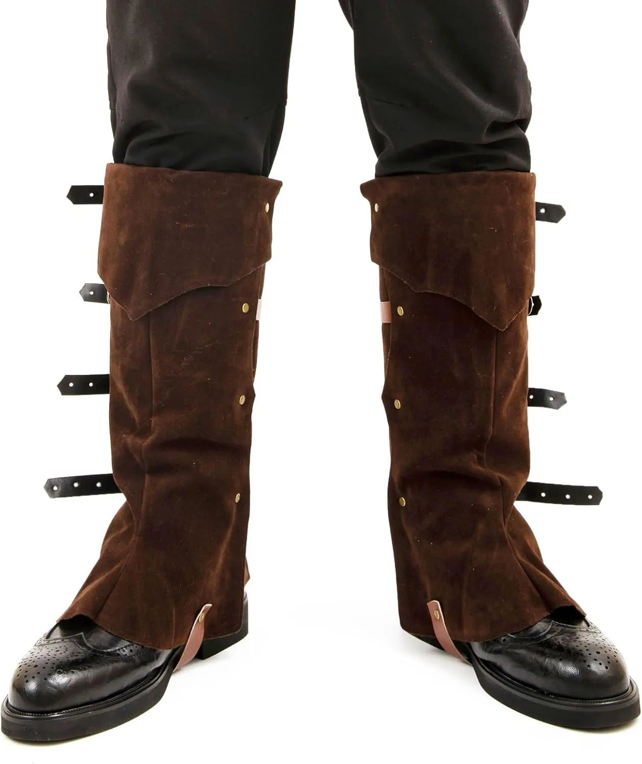 Men's Medieval Boot Covers,Renaissance Pirate Costume Boots Cover,Faux Leather Steampunk Shoes Cover,Viking Warrior Knight Armor Leg Gaiters Cosplay Accessory