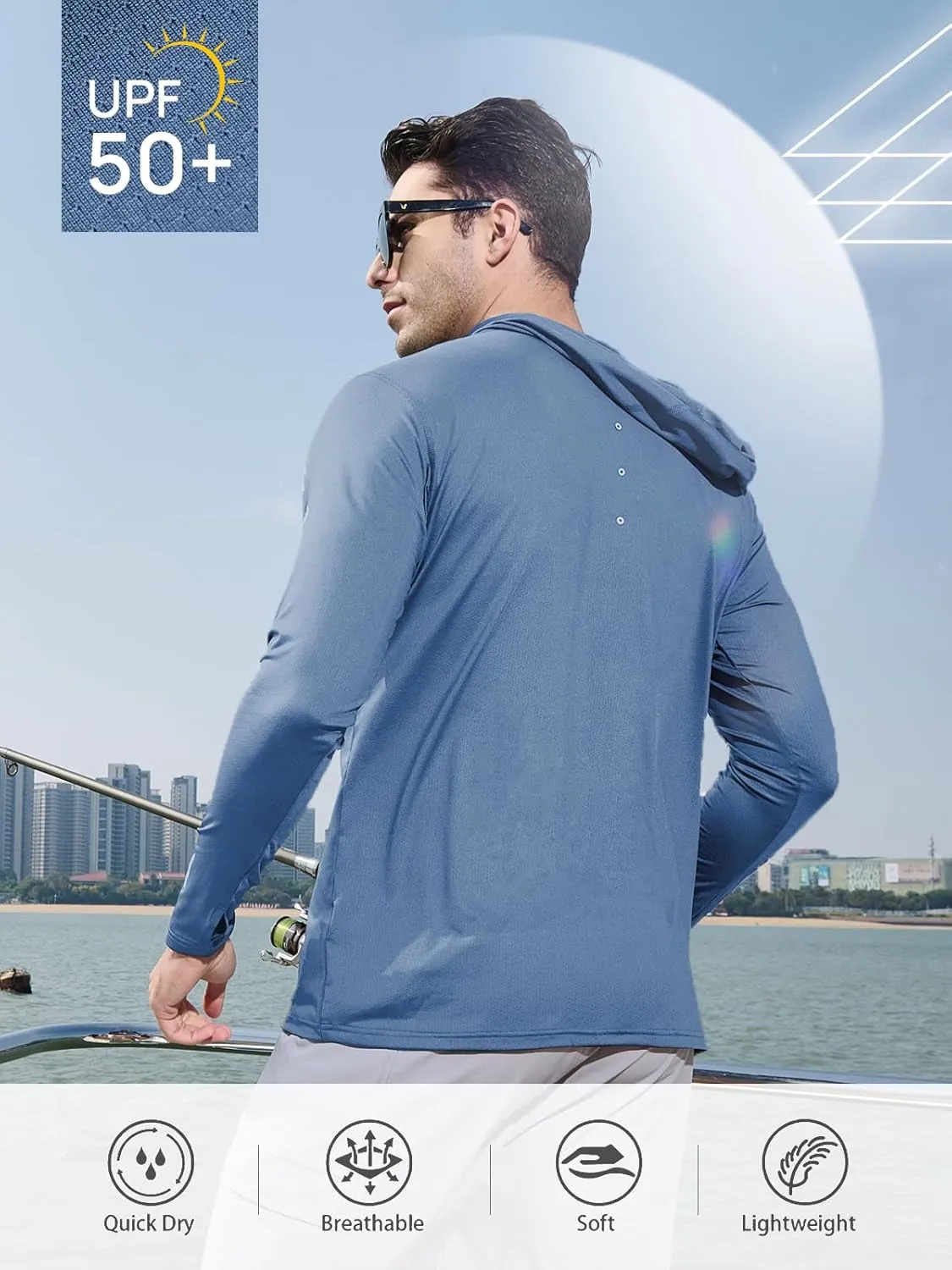NORTHYARD Men's Sun Protection Hoodie Shirts Long Sleeve UPF 50  Rash Guard Swim Fishing Lightweight SPF UV Shirt with Hood