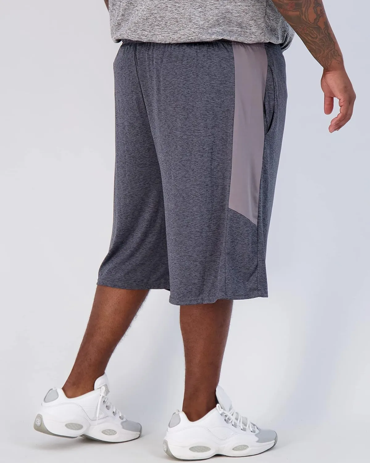 Real Essentials Men's Big & Tall 3-Pack Dry Fit & Mesh Active Athletic Perfomance Shorts (3X-5X)