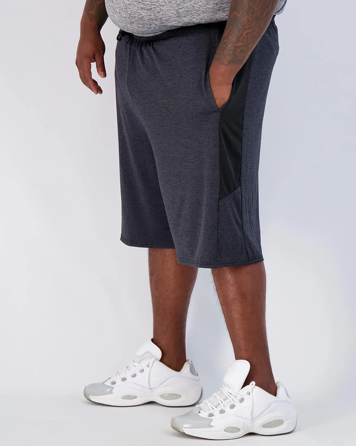Real Essentials Men's Big & Tall 3-Pack Dry Fit & Mesh Active Athletic Perfomance Shorts (3X-5X)