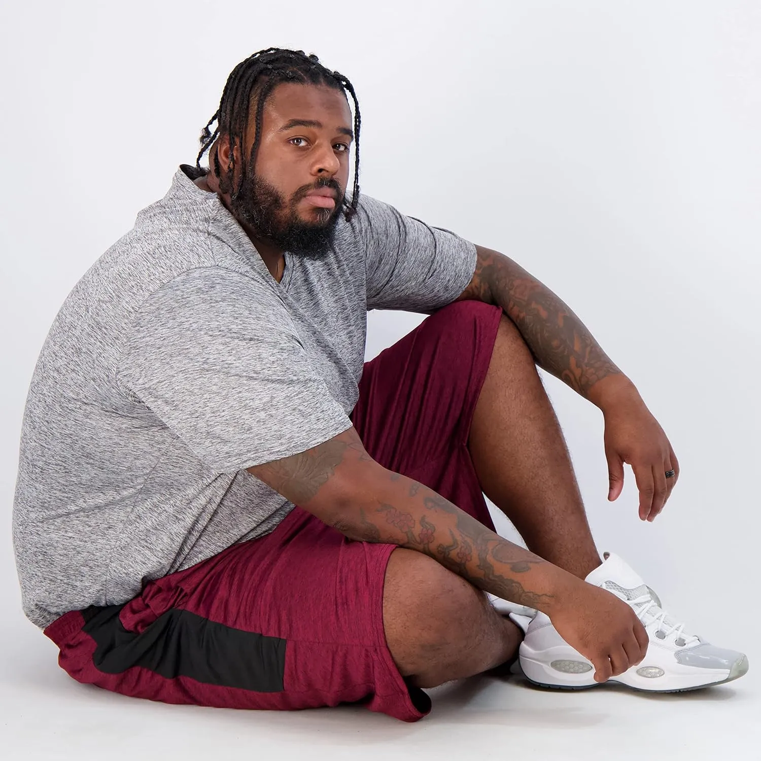 Real Essentials Men's Big & Tall 3-Pack Dry Fit & Mesh Active Athletic Perfomance Shorts (3X-5X)