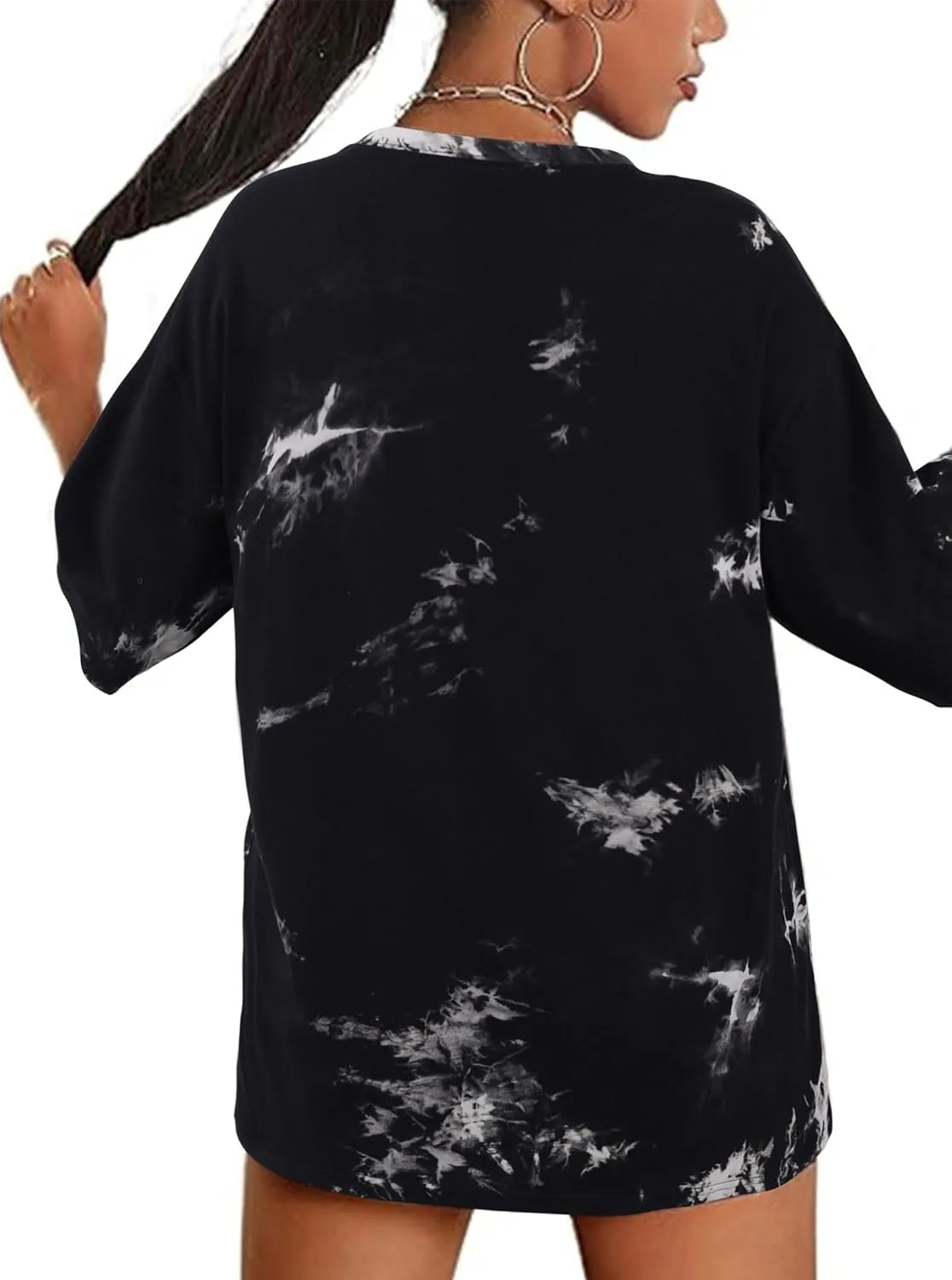 Remidoo Women's Casual Crewneck Short Sleeve Tie Dye Oversized T Shirt Graphic Tee Top