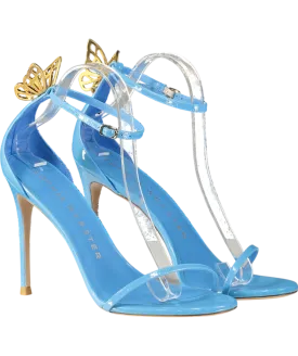 Sophia Webster Mariposa Blue / Gold Patent Butterfly Sandals 100 UK 8 EU 41 👠