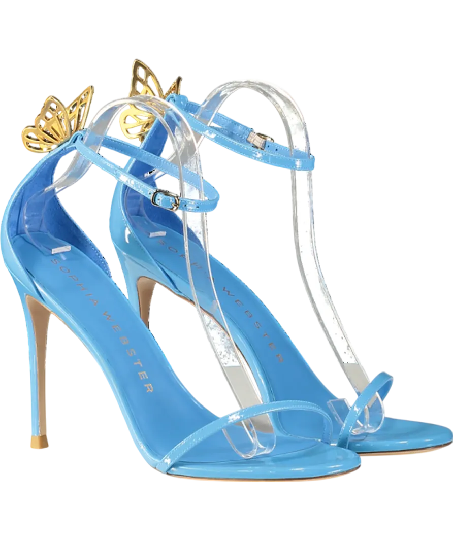 Sophia Webster Mariposa Blue / Gold Patent Butterfly Sandals 100 UK 8 EU 41 👠