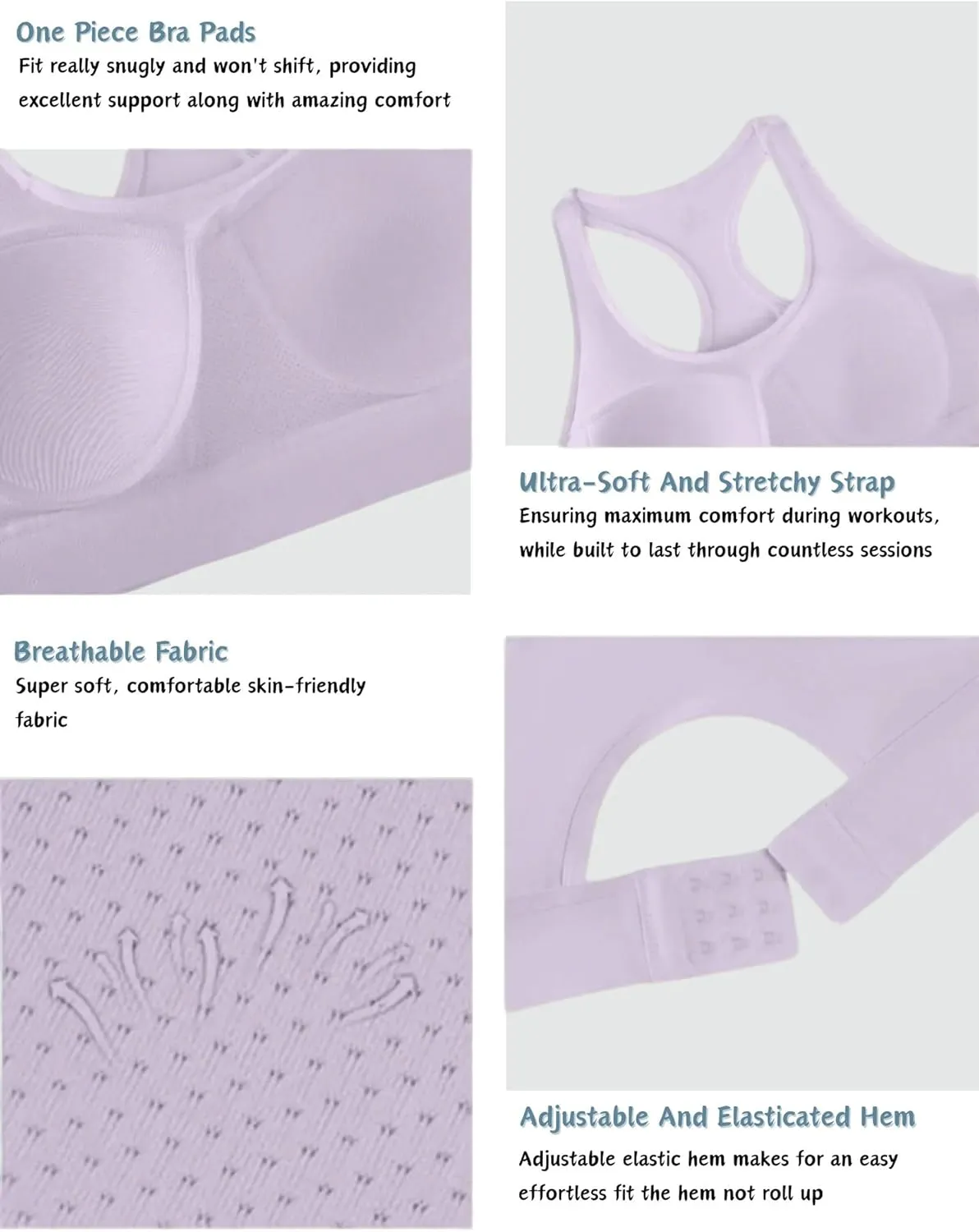 Sports Bras for Women High Support, Adjustable High Impact Sports Padded Seamless Scoop Neck Comfortable Bras