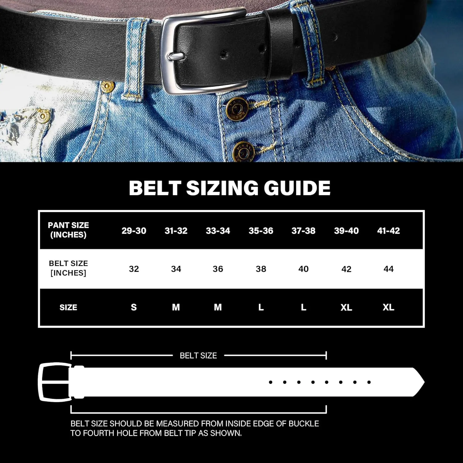 Wrangler Men's Leather Belt, 38mm Casual Belt for Jeans, Gift for Men